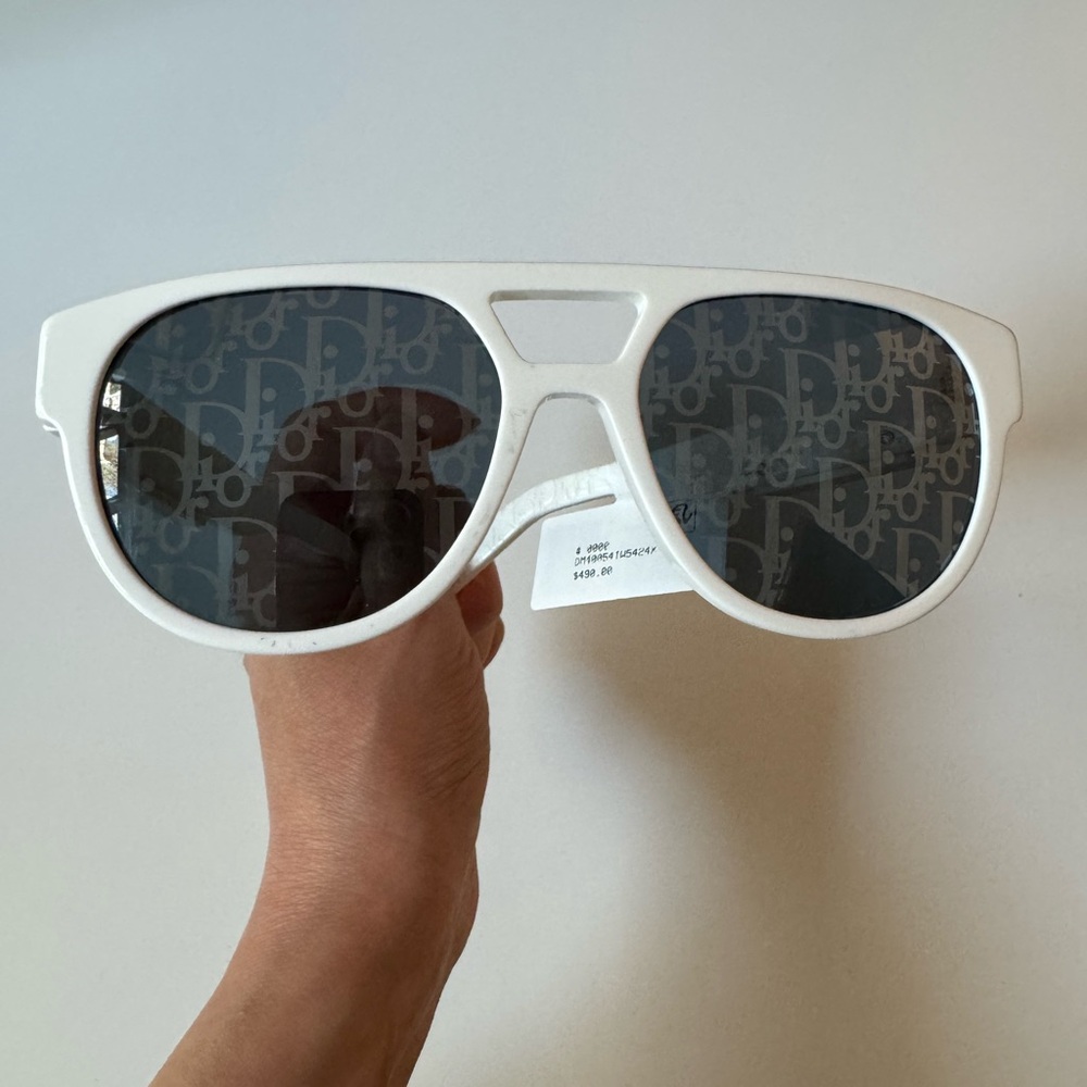 Dior Men's Dior B23 R1I White Grey Logo Mirror Lens Pilot Sunglasses 54mm-17-145 - Picture 8 of 16